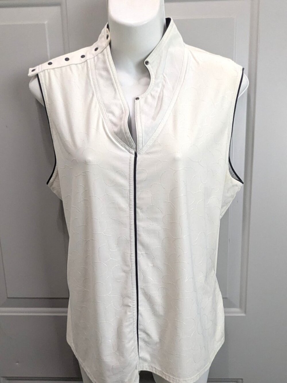Jamie Sadock Sleeveless Golf Tennis Top Womens XL White Athletic Shirt Studs